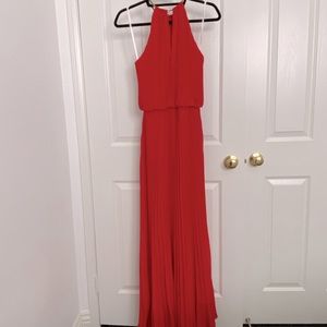 Formal Red Gown with Gold Choker neckline New Years Dress Party